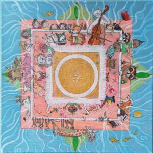 Tischgesellschaft blau