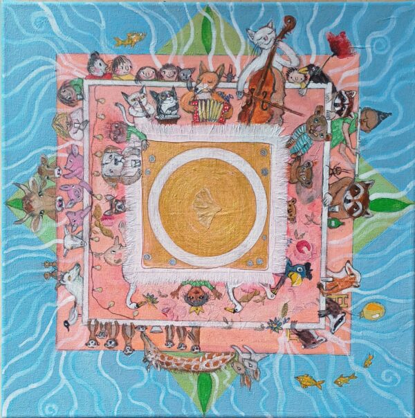 Tischgesellschaft blau